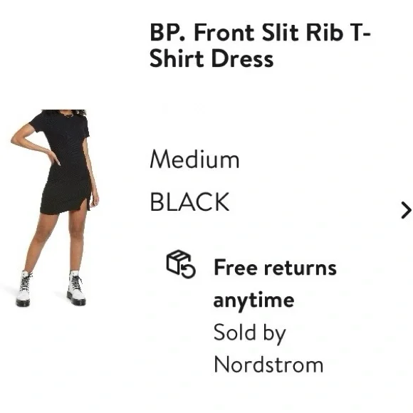 BP Black Ribbed T-Shirt Dress, sz M - like new - Picture 3 of 7
